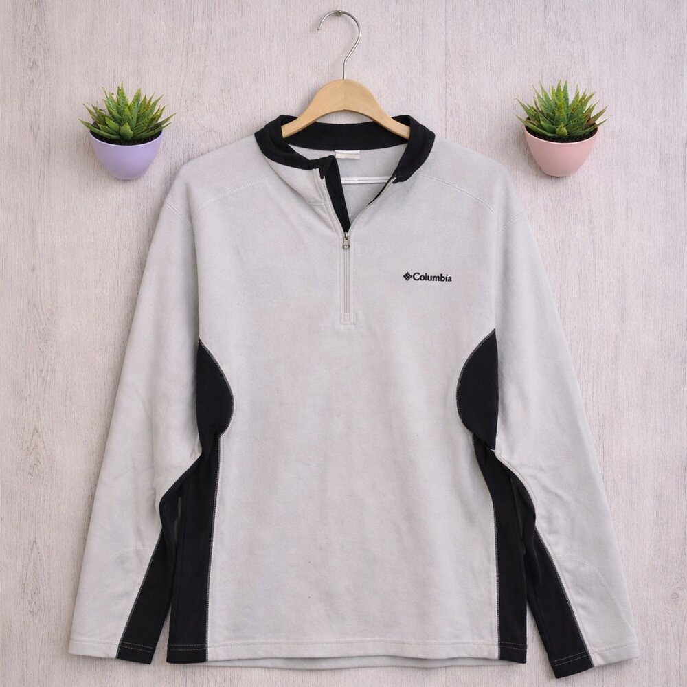 Columbia 1/4 Zip Pullover Men’s XL White Black Fleece Lightweight Athletic